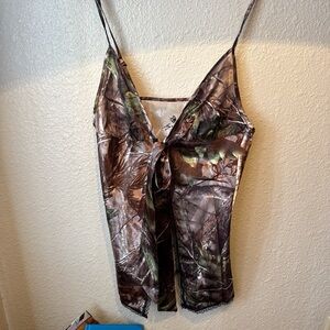 Vintage camo silk lingerie top